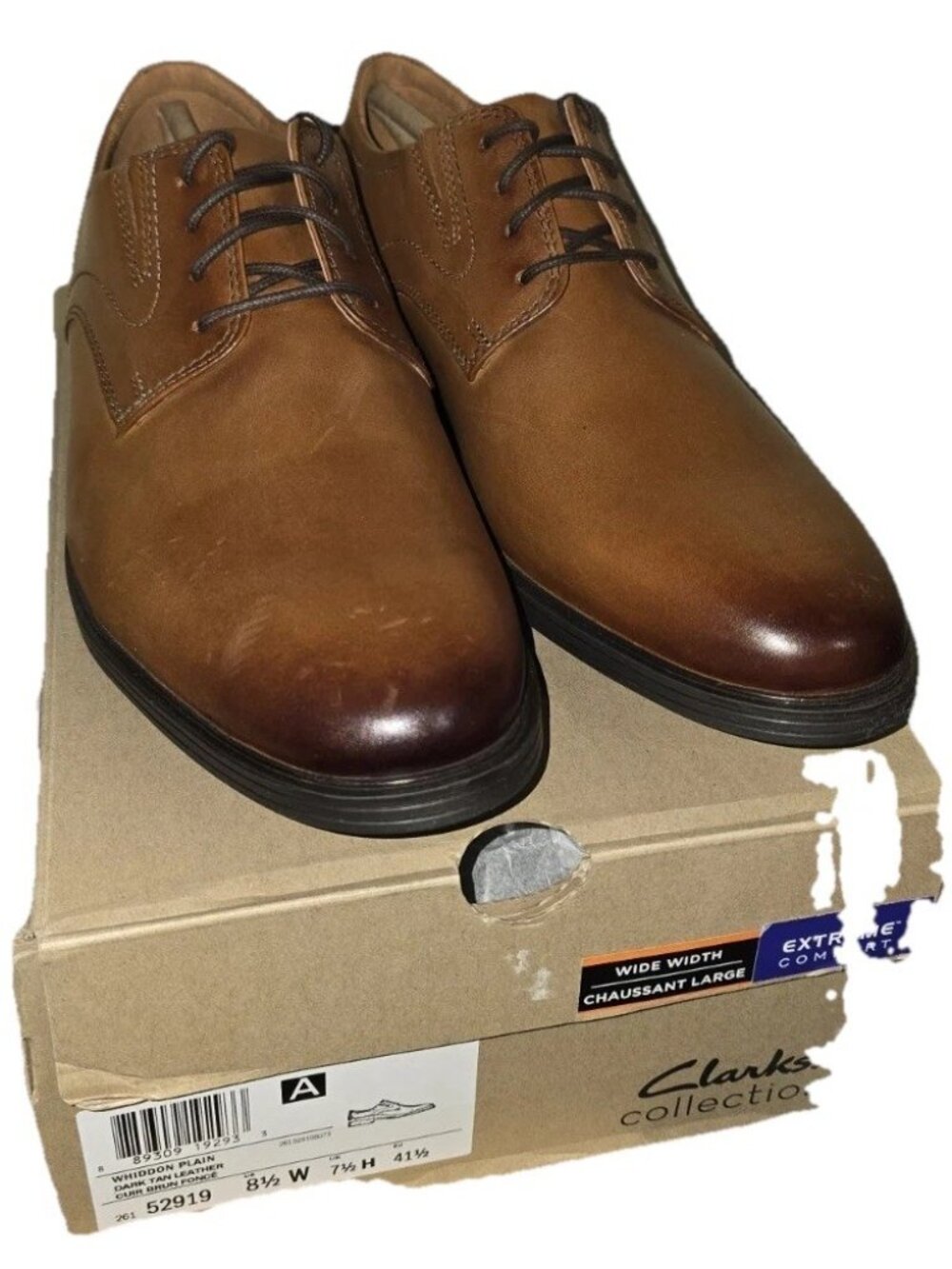 Men’s Clarks Brown Leather Oxford Dress Shoes Wide Comfort Office BusinessCasual - Picture 8 of 8